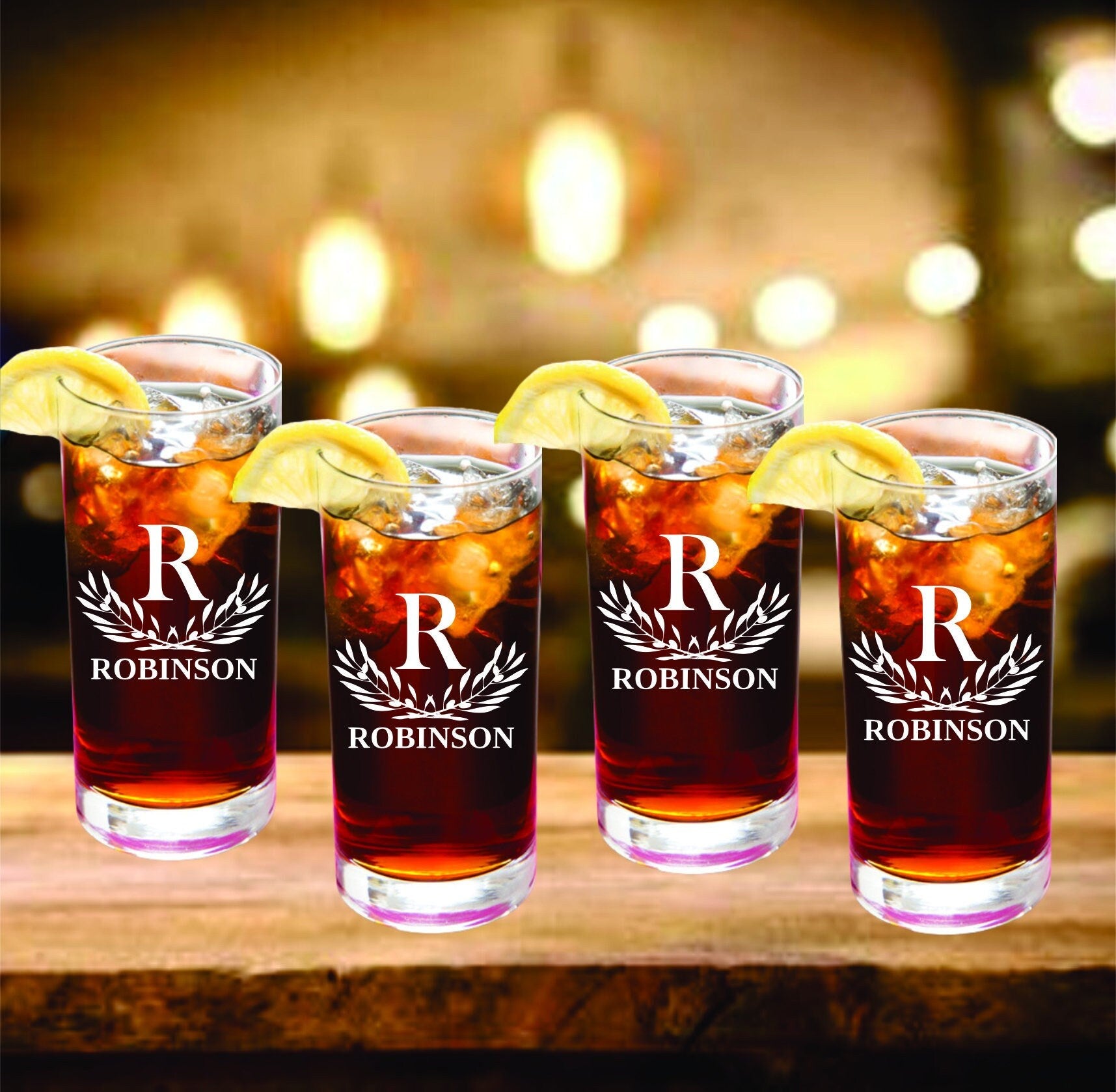 Anniversary Gifts Highball Glasses, Laser Engraved Cocktail Glass