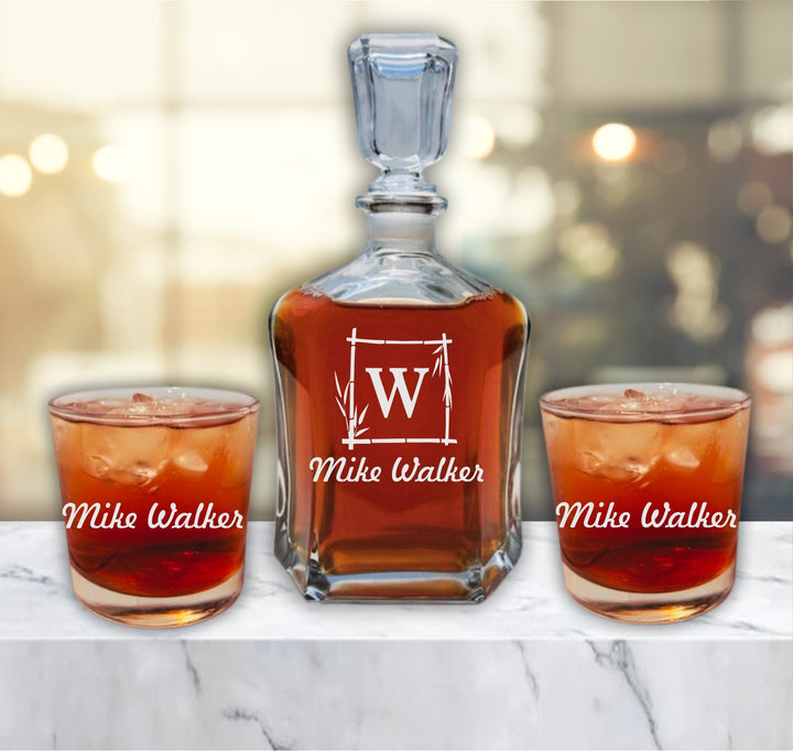 Wedding Gift Whiskey Decanter Set, Custom Gifts for Couples, Bridal Shower Gifts, Dad Gift, Rocks Whiskey Glasses, Husband and Wife