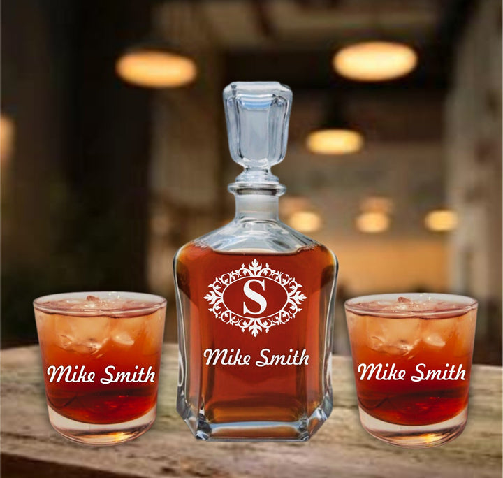 Personalized Whiskey Decanter Set, Custom Engraved, Gifts for Men, Dad Gift, Birthday Whiskey Glasses, Husband,