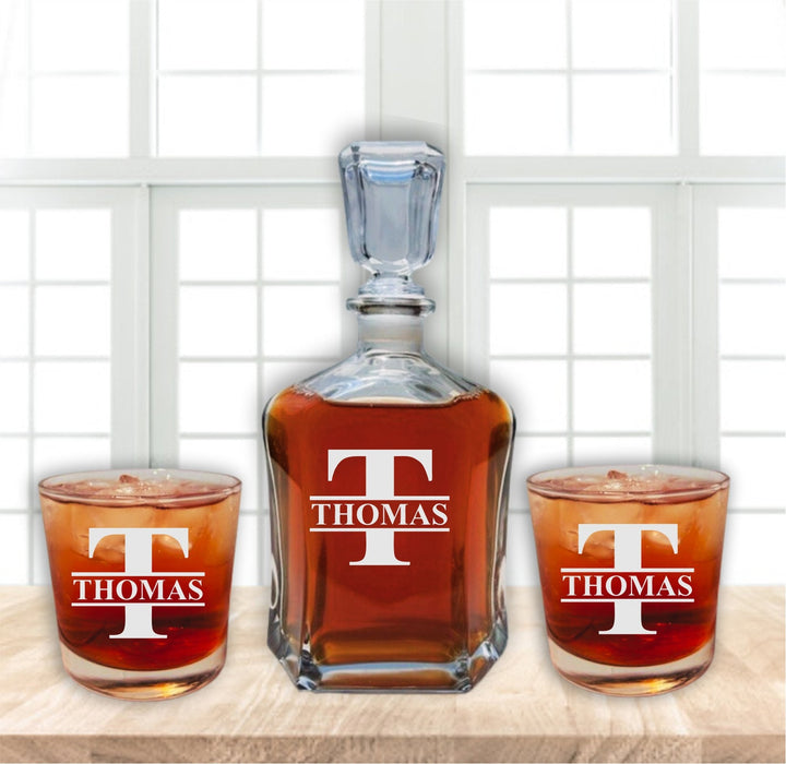 Wedding Gift Whiskey Decanter Set, Custom Gifts for Couples, Bridal Shower Gifts, Dad Gift, Rocks Whiskey Glasses, Husband and Wife