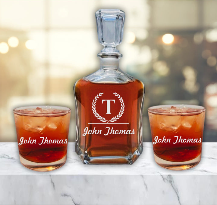 Personalized Whiskey Decanter Set, Custom Engraved, Gifts for Men, Dad Gift, Birthday Whiskey Glasses, Husband,