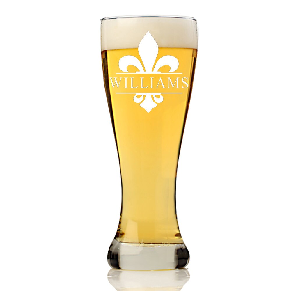 Personalized Fleur De Lis Monogram Pub Beer Glass, Custom Monogram Beer glass, Personalized Beer Glass ,Engraved Beer Mugs, Groomsman Gifts