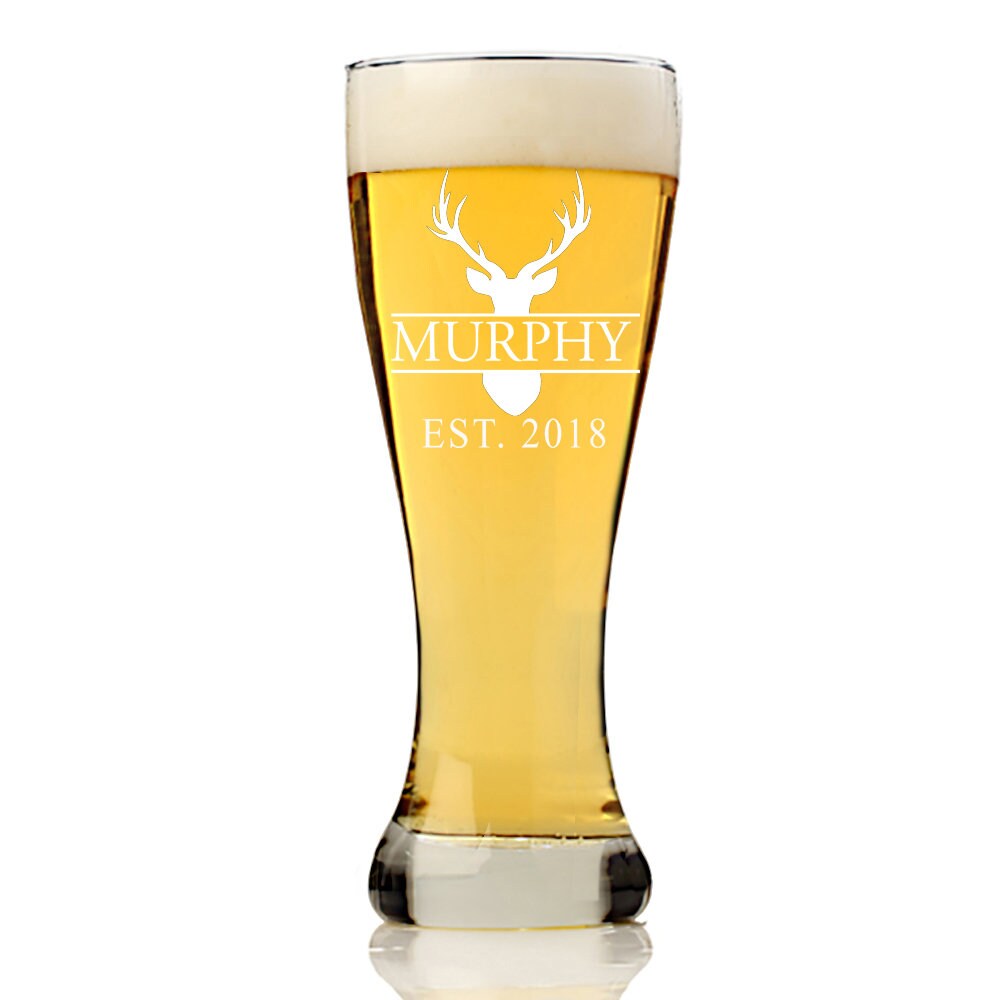 Personalized Deer Hunter Monogram Beer Glass, Custom Monogram Beer glass, Personalized Beer Glass ,Engraved Beer Mugs, Groomsman Gifts