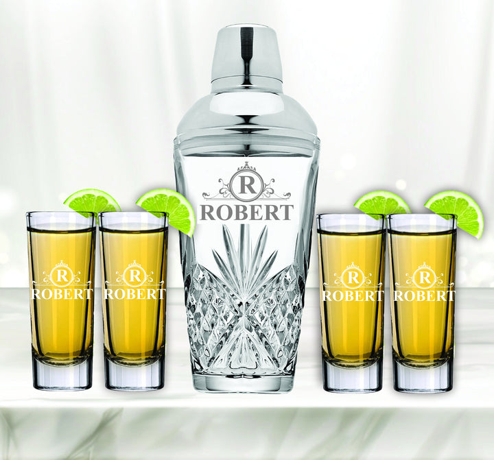Personalized Christmas Shot Glasses, Cocktail Shaker Shot Glass Gift Set, Cocktail Martini Glasses, Personalized Cocktail Shaker, Barware