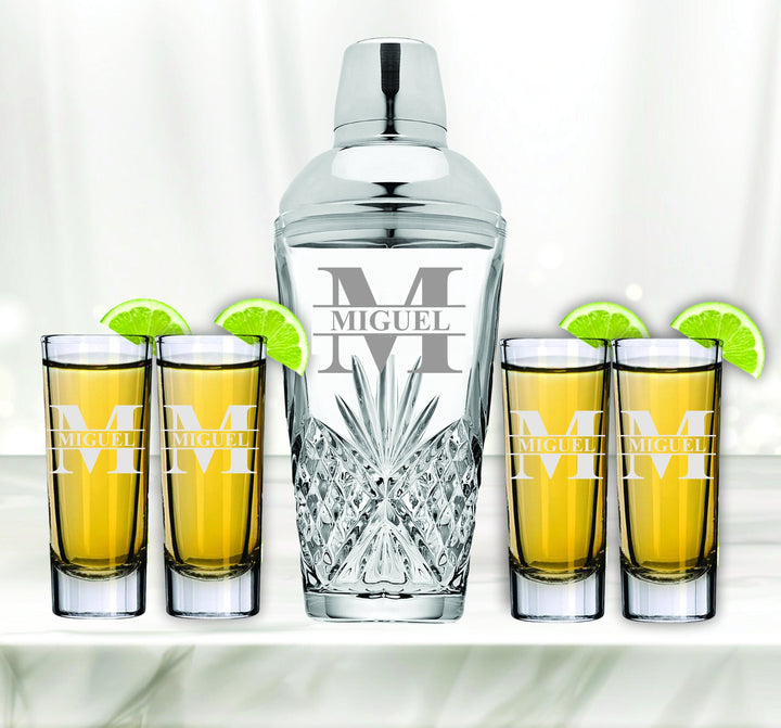 Personalized Christmas Shot Glasses, Cocktail Shaker Shot Glass Gift Set, Cocktail Martini Glasses, Personalized Cocktail Shaker, Barware