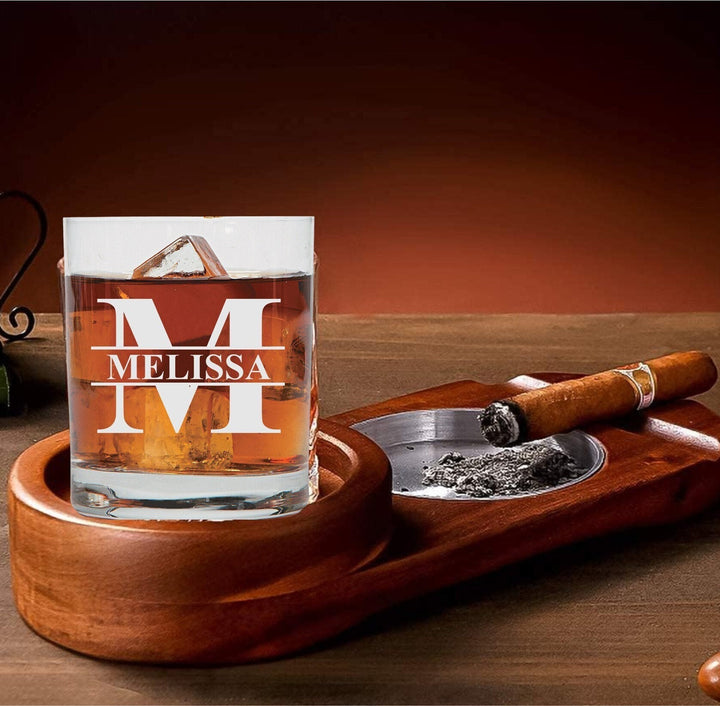 Custom Cigar Whiskey Glass Ashtray, Rocks Glass Cigar Ashtray, Personalized Cigar Gift, Gifts for Men, Dad, Boyfriend, Bourbon Glass Gift