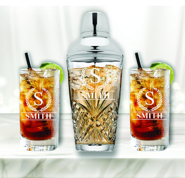 Personalized Christmas Gifts, Cocktail Shaker With Glasses Gift Set, Cocktail Martini Glasses, Personalized Martini Cocktail Shaker, Barware