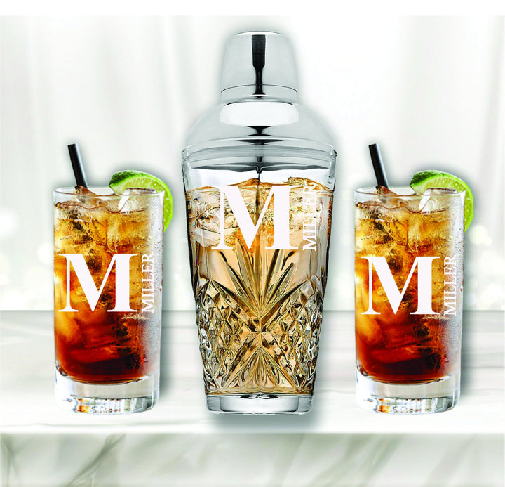 Personalized Christmas Gifts, Cocktail Shaker With Glasses Gift Set, Cocktail Martini Glasses, Personalized Martini Cocktail Shaker, Barware