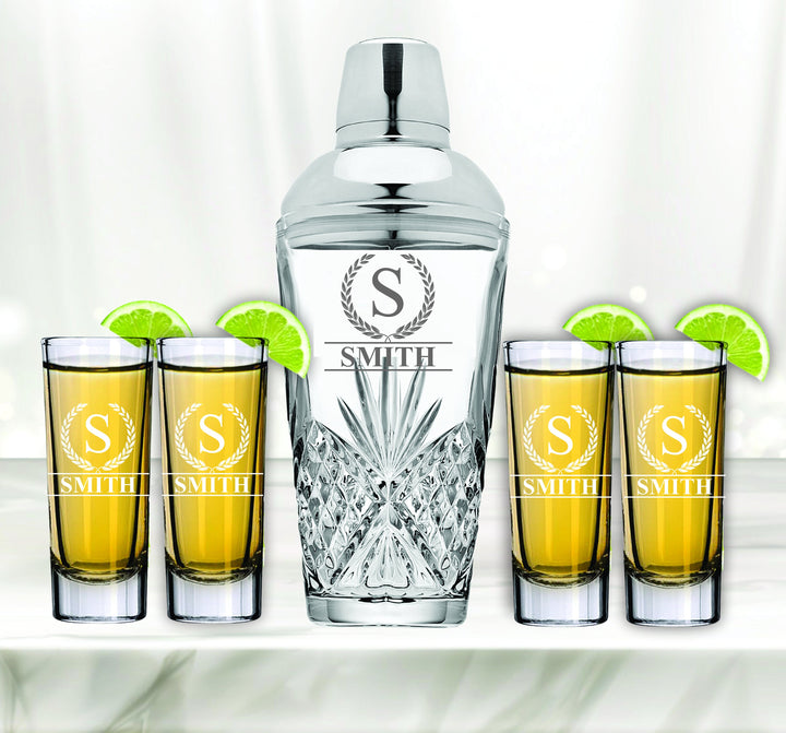 Personalized Christmas Shot Glasses, Cocktail Shaker Shot Glass Gift Set, Cocktail Martini Glasses, Personalized Cocktail Shaker, Barware