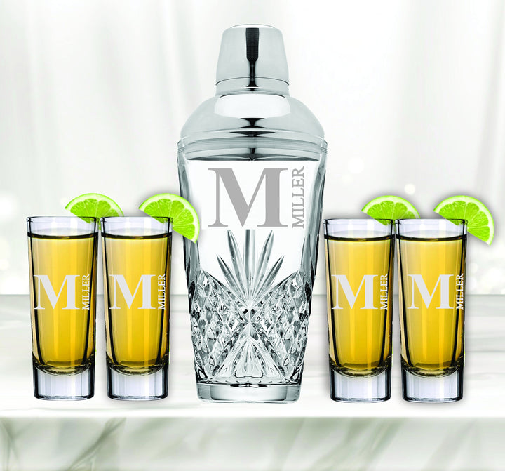Personalized Christmas Shot Glasses, Cocktail Shaker Shot Glass Gift Set, Cocktail Martini Glasses, Personalized Cocktail Shaker, Barware