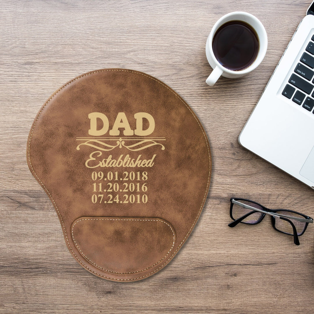 Custom Dad Family Tree Mouse Pad Father's Day Gift, Personalized Gift for Dad, Dad Birthday Gift, New Dad Gift, Leatherette Office Mouse pad
