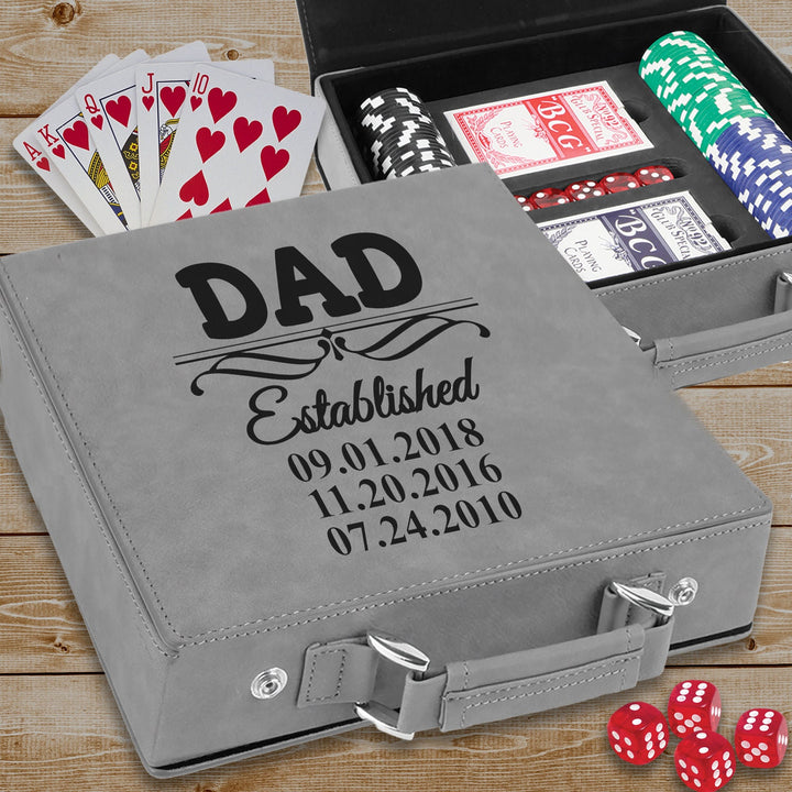 Custom Dad Family Tree Poker Gift Set, Personalized Father's Day Poker Gift, Texas Hold Em Dad Birthday, Man Cave Gift Set, Poker Card Case