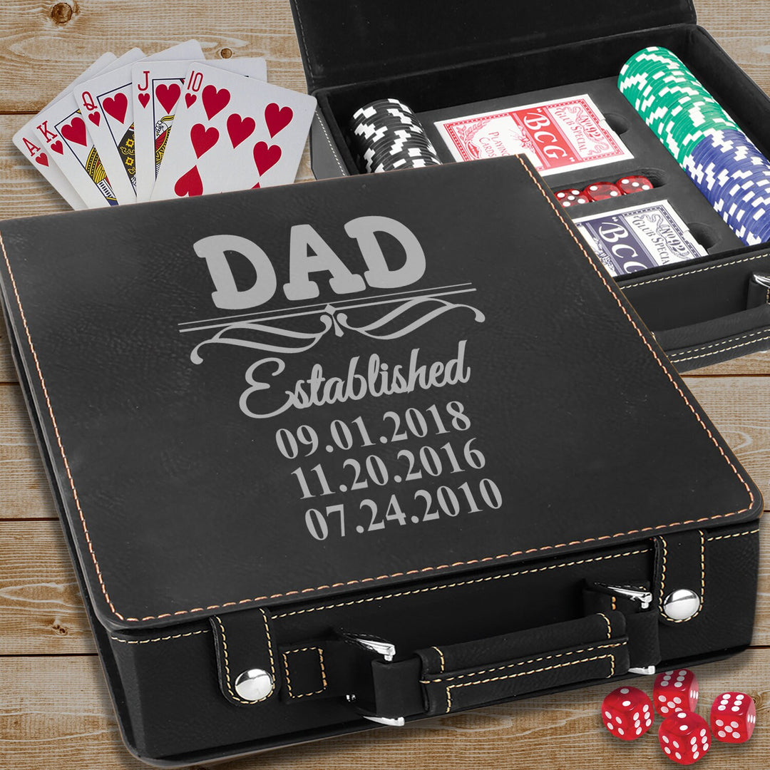 Custom Dad Family Tree Poker Gift Set, Personalized Father's Day Poker Gift, Texas Hold Em Dad Birthday, Man Cave Gift Set, Poker Card Case