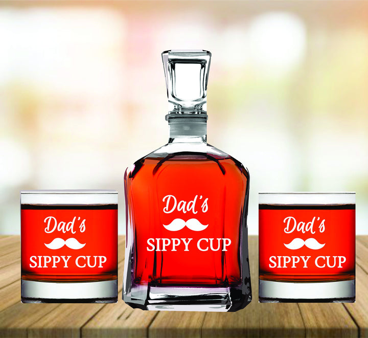 Daddy's Juice Funny Fathers Day Gift, Whiskey Decanter Gift for Dad, Dad Whiskey Decanter set, Man Cave Gift, Dad Whiskey Glass, Father Gift