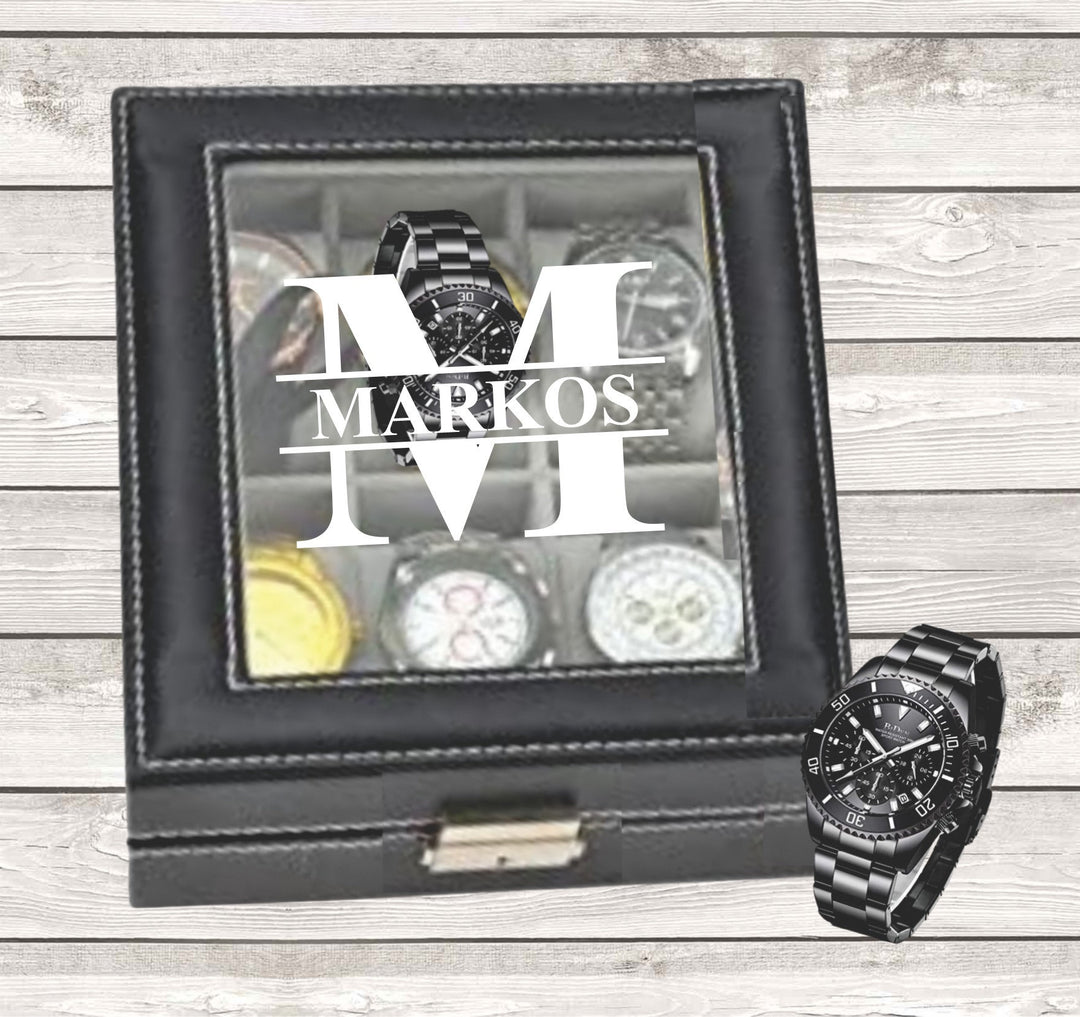 Mens Birthday Watch Box Gift, Engraved Watch Box, Custom Watch Box Case, Watch Storage Case, Monogram Watch Case, Watch Birthday Gift Men