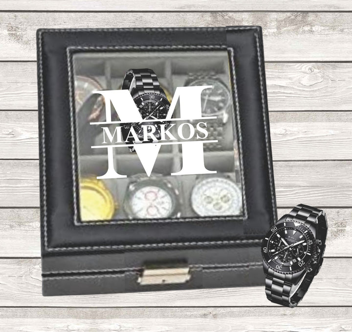 Mens Birthday Watch Box Gift, Engraved Watch Box, Custom Watch Box Case, Watch Storage Case, Monogram Watch Case, Watch Birthday Gift Men