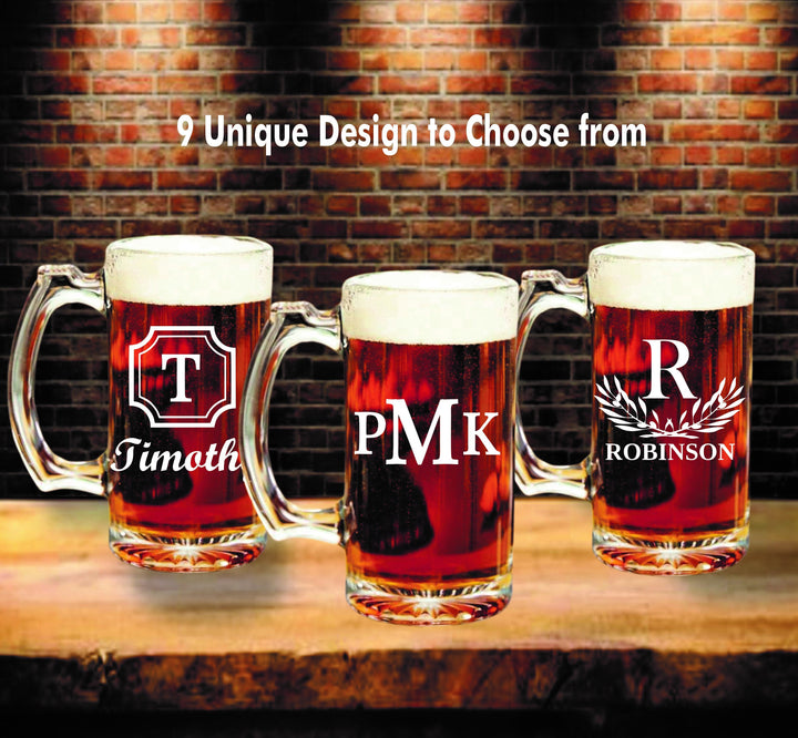Personalized set of 4, 5, 6 Groomsmen Beer Mug Gift, Beer Glass Groomsman Proposal, Bachelor Party, Wedding Party Gift, Best Man, Officiant