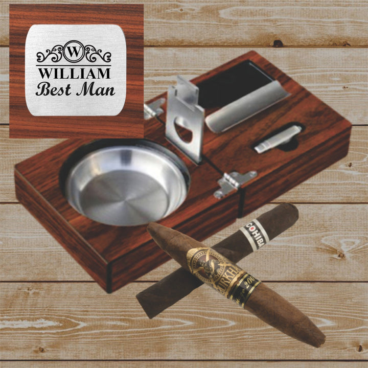 Personalized Groomsmen Gift, Cigar Cutter Ashtray Gift, Groomsman Proposal Cigar Gift, Bachelor Party Gifts, Wedding Party Gift, Best Man