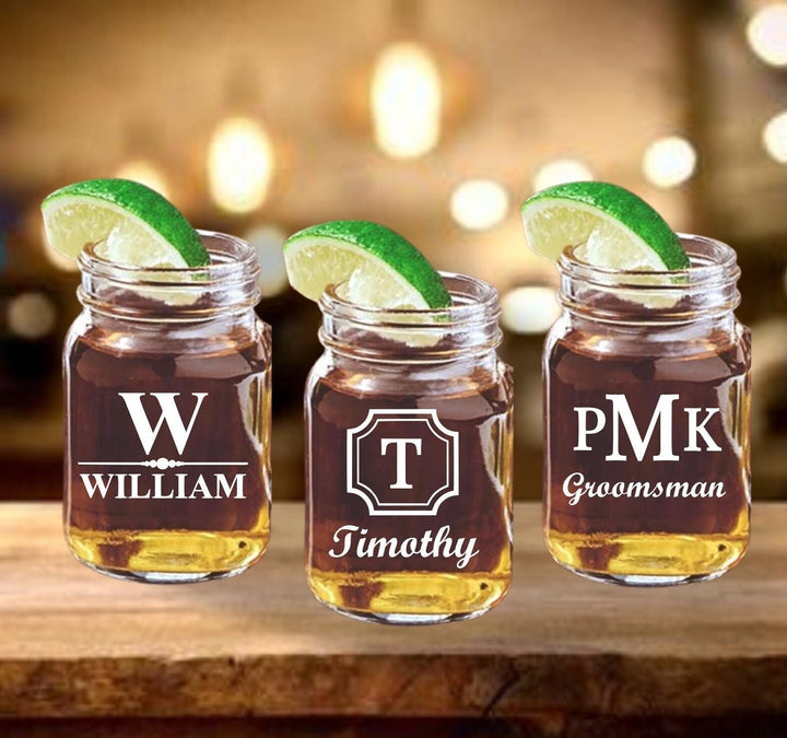 Personalized set of 4 Mason Jar Shot Glass, Groomsmen Gift, Shot Glass Groomsman Proposal, Bachelor Party Gift, Wedding Party Gift, Best Man