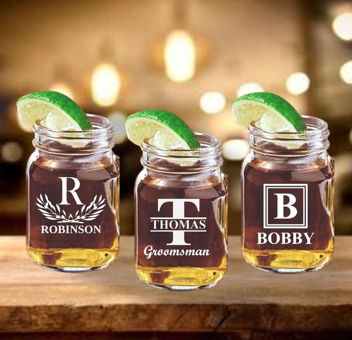 Personalized set of 4 Mason Jar Shot Glass, Groomsmen Gift, Shot Glass Groomsman Proposal, Bachelor Party Gift, Wedding Party Gift, Best Man