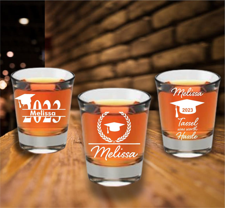 Personalized Graduation 12 pcs Shot Glass Favors, Custom Graduation Favor, Engraved Shot Glass, College Graduate Party Favors, Class of 2023