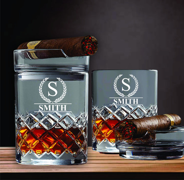 Gift for Grandfathers, Whiskey Glass Cigar Holder, Custom Rocks Glass Cigar Ashtray, Personalized Gifts for Grandpa, Grandad Gifts, Pop-Pop