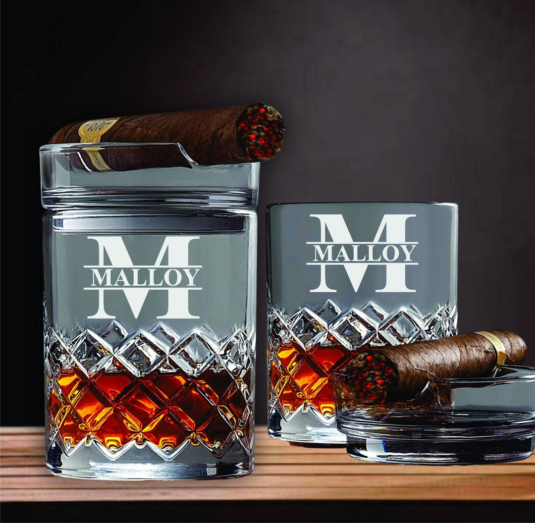 Bonus Dad Father's Day Gift, Whiskey Glass Cigar Holder, Custom Rocks Glass Cigar Ashtray, Personalized Gifts for Stepdad, Stepfather Gifts