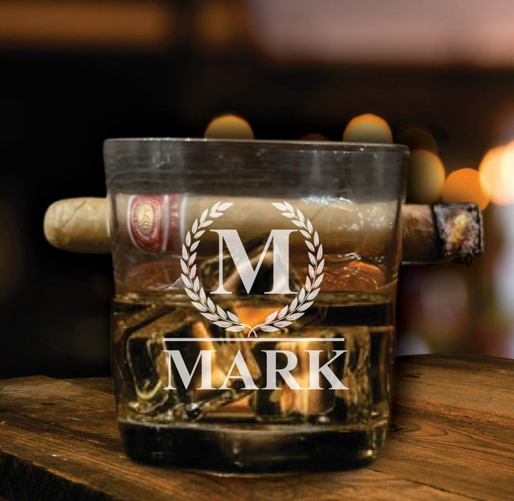 Personalized Cigar Glass Gifts, Whiskey Cigar Holder Glass, Cigar Box, Cigar Lover Gift, Birthday Gift For Him, Cigar Gift For Dad,