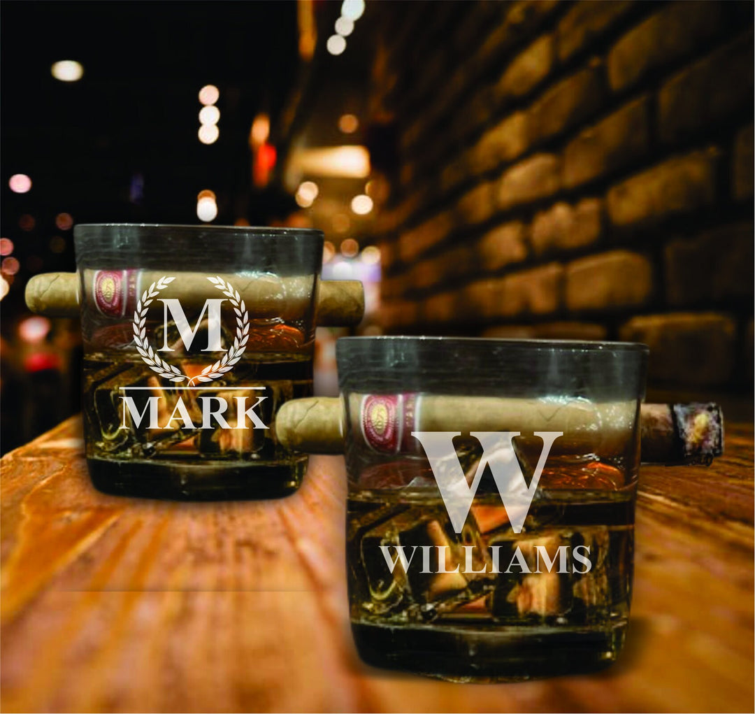 Personalized Cigar Glass Gifts, Whiskey Cigar Holder Glass, Cigar Box, Cigar Lover Gift, Birthday Gift For Him, Cigar Gift For Dad,