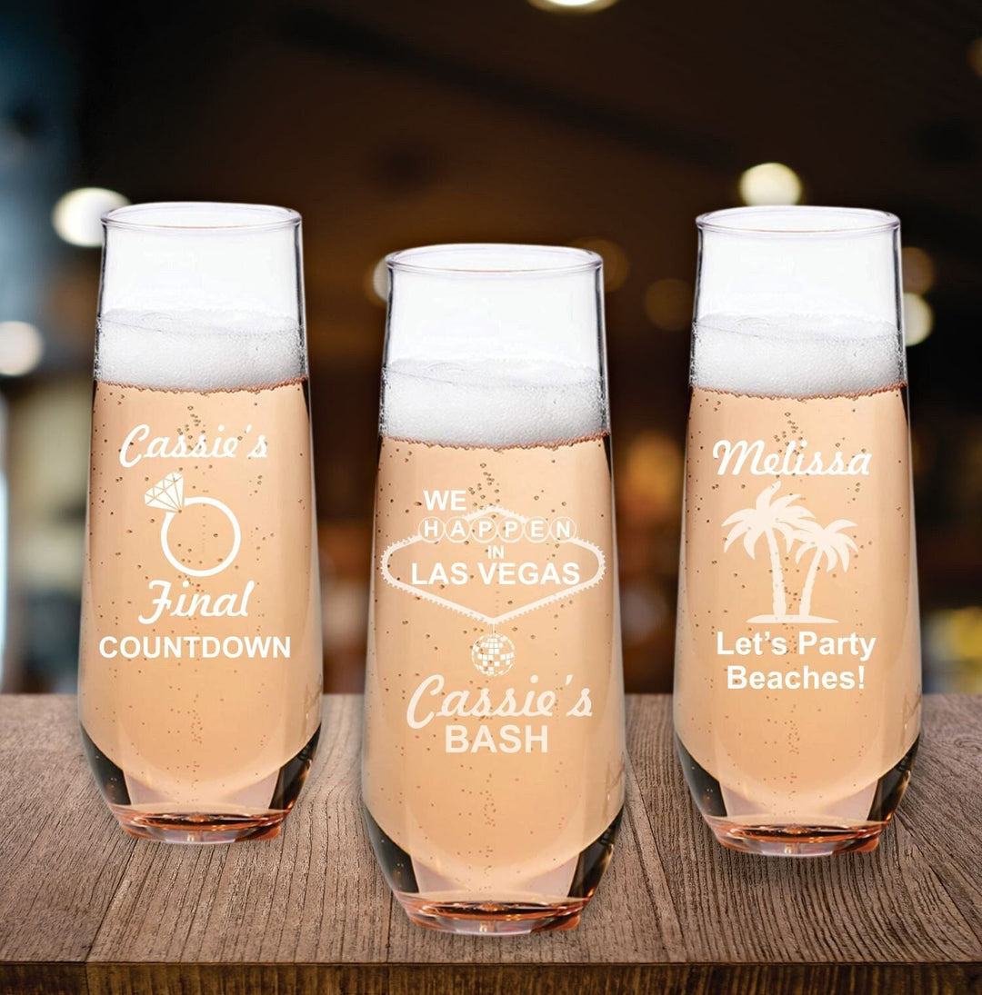 Custom Champagne Glasses for Bridesmaid, Gifts for Bachelorette Party, Maid Of Honor, Bridesmaid Proposal Gifts, Engraved Glasses