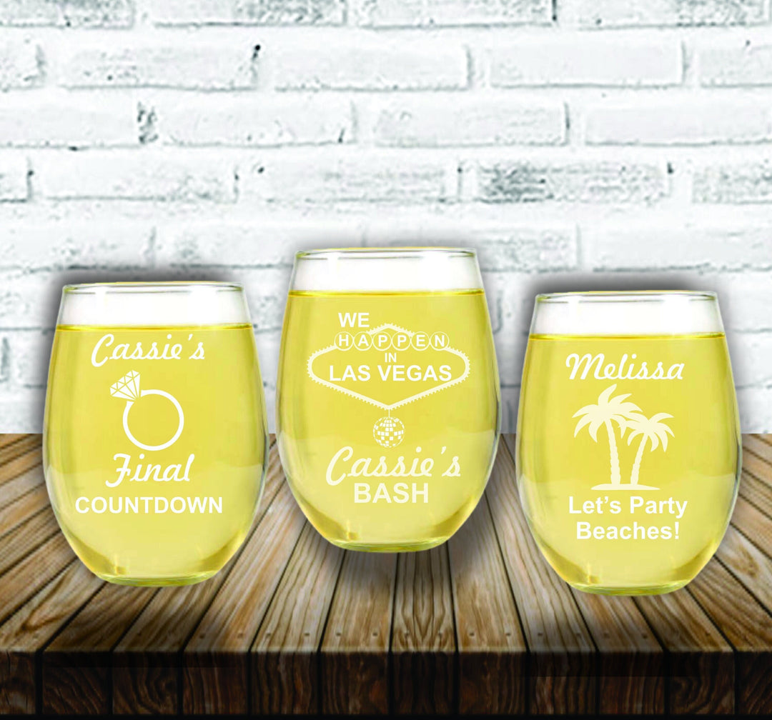 Custom Wine Glasses for Bridesmaids, Gifts for Bridal Party, Maid Of Honor, Stemless Wine Glass, Engraved Glasses, Bridesmaid Proposal Gifts