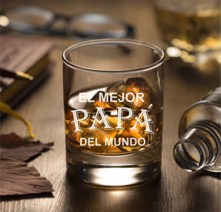 Set of 4 Fathers Day Whiskey Glasses - Custom Laser Etched - Personalized Gift for Dad - Father's Day Present- Birthday - Gifts for Men