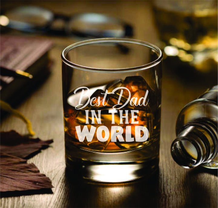 Set of 4 Fathers Day Whiskey Glasses - Custom Laser Etched - Personalized Gift for Dad - Father's Day Present- Birthday - Gifts for Men