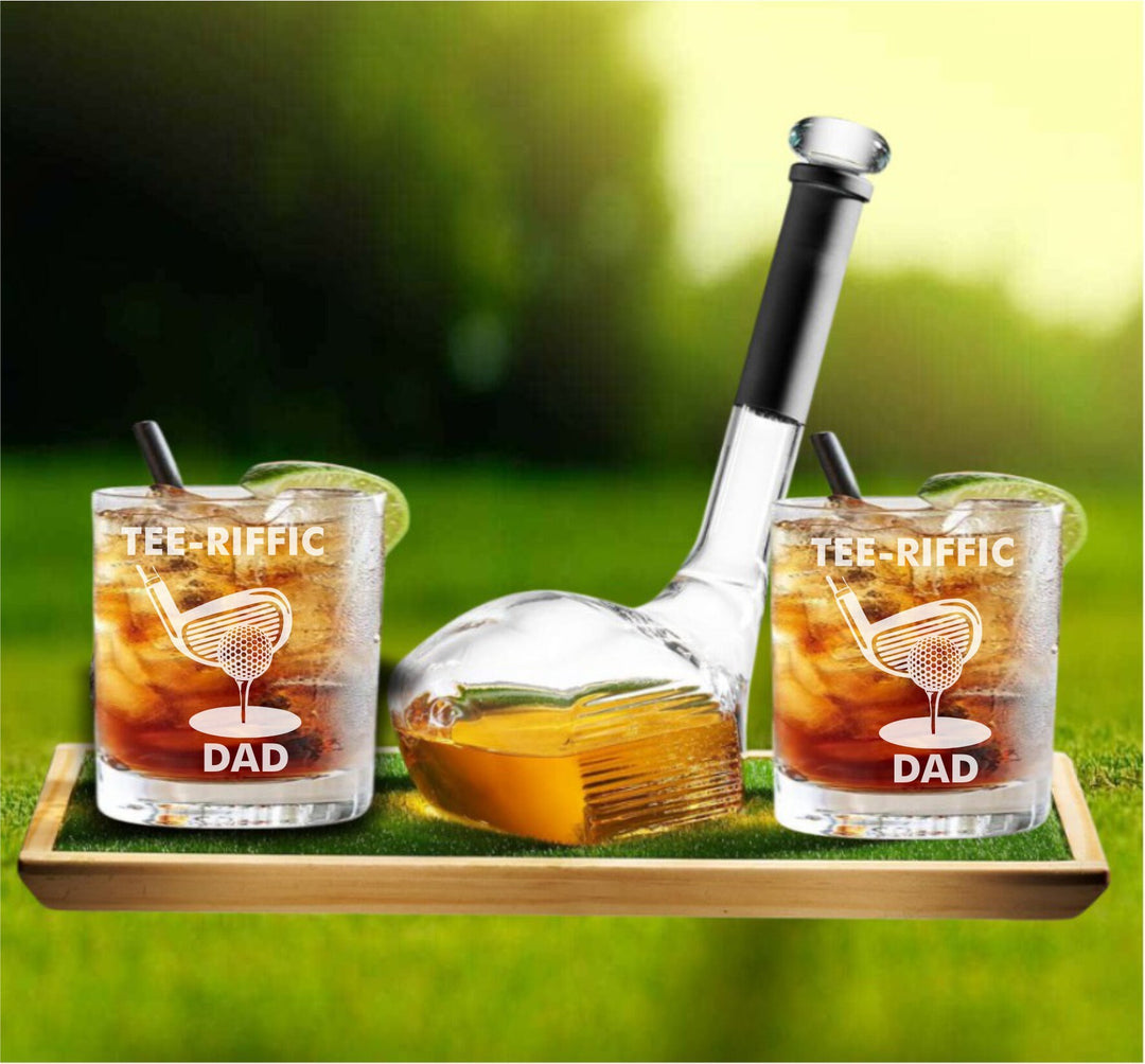 Bonus Dad Golf Club Whiskey Decanter, Custom Stepfathers Day Gift, Bourbon Golf Glasses, Gift for Dad, Stepdad Gifts, Gift for Stepfather