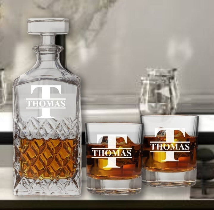 Personalized Wedding Decanter Gift Set - Custom Barware - Engraved Gifts - Anniversary- Gifts for the Couple - Bridal Shower Gift - Bourbon