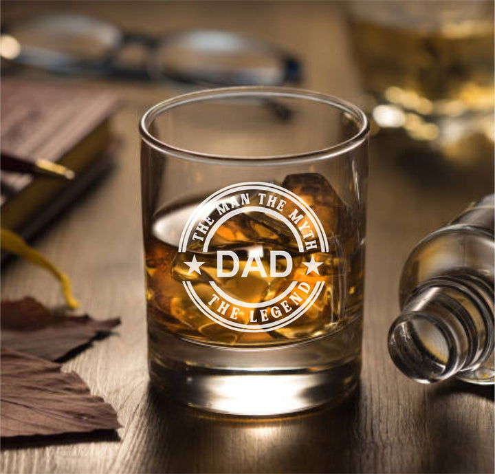 Set of 4 Fathers Day Whiskey Glasses - Custom Laser Etched - Personalized Gift for Dad - Father's Day Present- Birthday - Gifts for Men