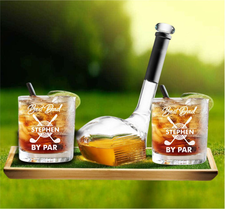 Retirement Gift - Golf Enthusiast Personalized Whiskey Decanter Set - Engraved Bourbon Glasses - Thank you Gift - Farewell Gift - Boss Gift