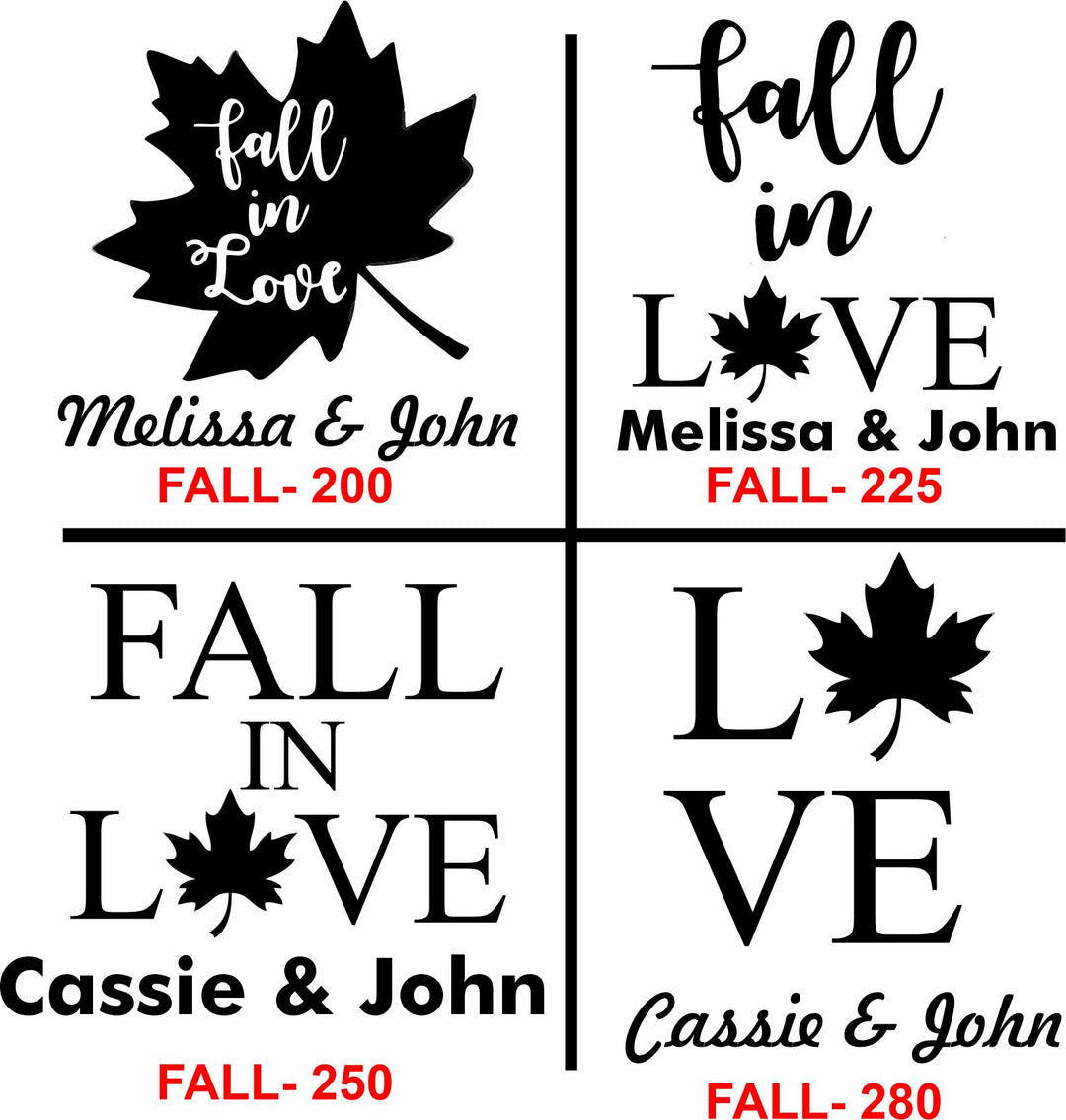 12 Pc Set Personalized Bourbon Glass Favors - Fall In Love Bridal Wedding Favor - Custom Engraved Whiskey Glasses - Autumn Party Favors