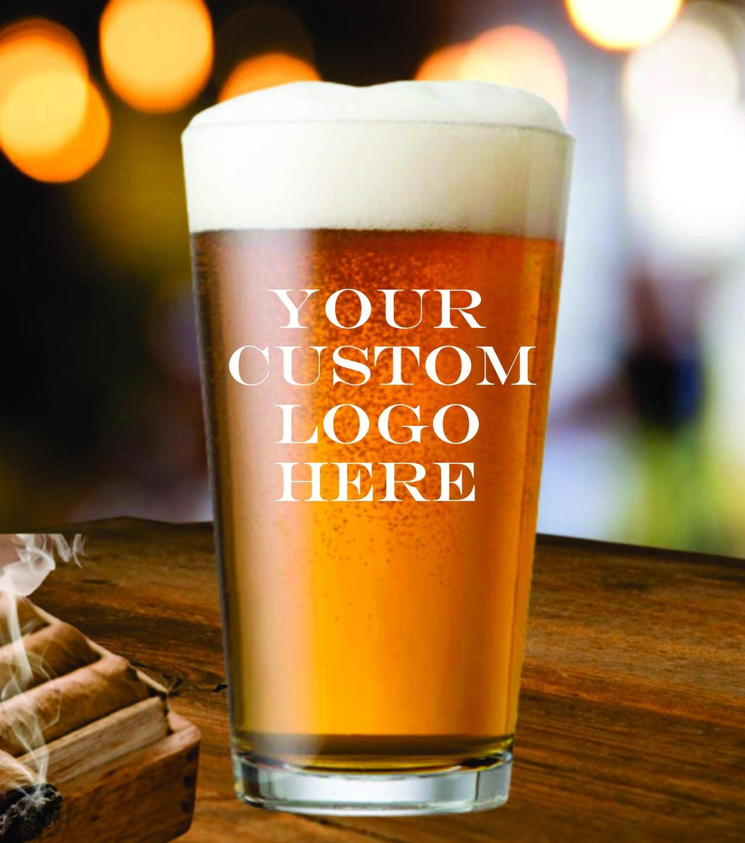 12 Pc Set Custom Logo Pint Beer Glasses - Laser Engraved - Corporate Gifts - Business Logo Pint Glass - Company Christmas Party Gift For Men