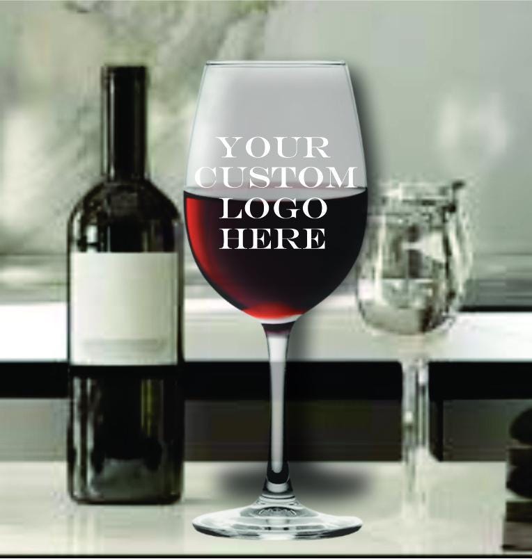 12 pc Set Custom Logo Wine Glasses - Engraved - Corporate Gifts - Business Logo Wine Glasses - Company Christmas Party Gift -Gift for Client