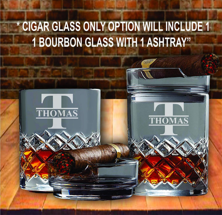 Personalized Decanter with Cigar Glass Holder, Custom Etched Bourbon Gift for Men, Cigar Gifts , Birthday Gift, Cigar Gift For Dad, Husband