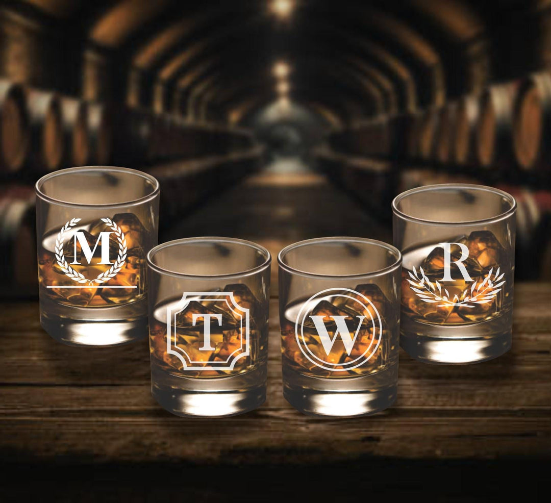 Set of 4 Personalized Gift for Men, Custom Whiskey Glasses, Gift for Dad, Bourbon Glass, Birthday, Gift for Dad, Father's Day, Husband Gift