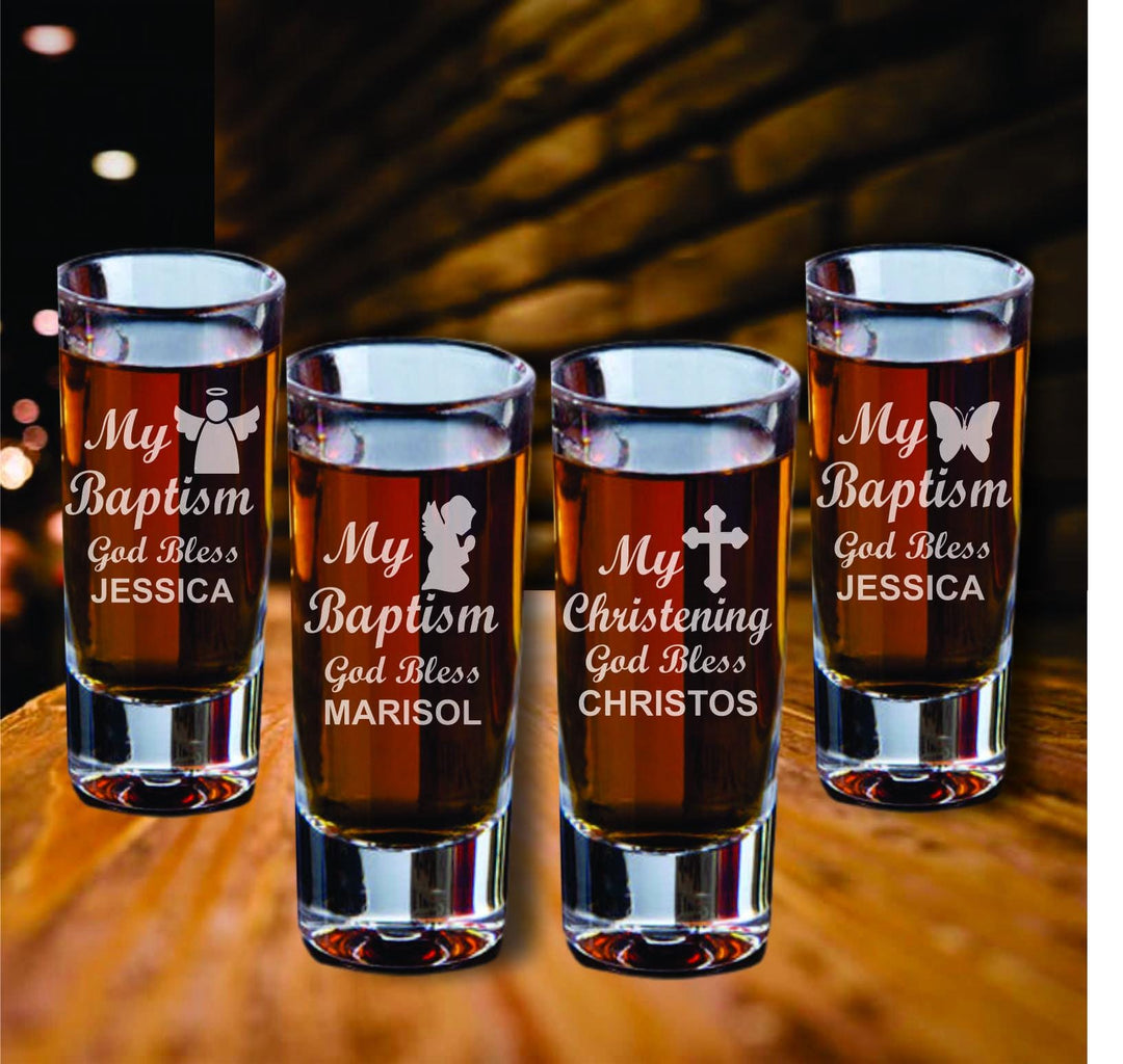 Custom Baptismal Shot Glass Favors, Personalized Shot Glasses, Set of 12 Cross Christening Favor, Boy or Girl, Mi Bautizo Christening Favor