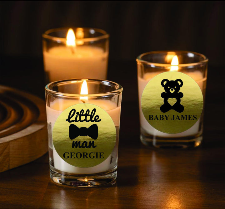 Custom Little Man Candle Favors, Personalized Baby Party Favor, Gender Reveal Candle Favor, Baby Sprinkle Party Favors, Baby Boy, Baby Girl