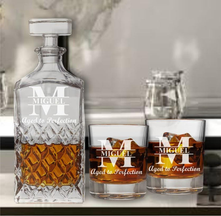 Custom 60th Birthday Whiskey Decanter Set - Personalized Whiskey Glasses - Gift for Dad - 60th Milestone Birthday Gift - Gifts for Men
