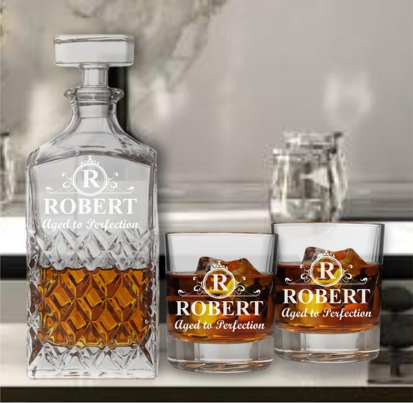Custom 60th Birthday Whiskey Decanter Set - Personalized Whiskey Glasses - Gift for Dad - 60th Milestone Birthday Gift - Gifts for Men