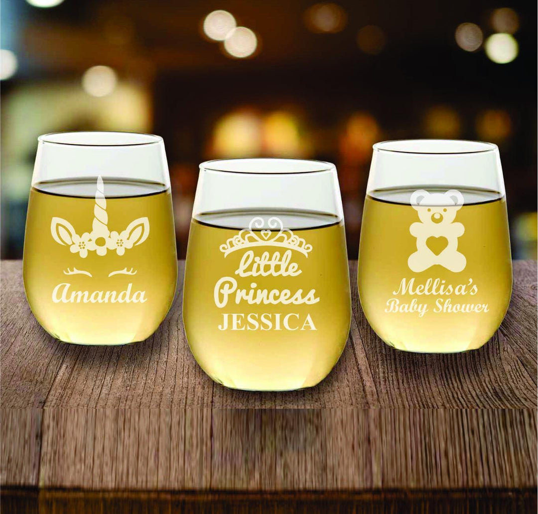 Little Princess Baby Shower Wine Glass Party Favors, Baby Sprinkle Party Favor, Personalized Favors, Fairytale , Baby Reveal, Guest Gifts