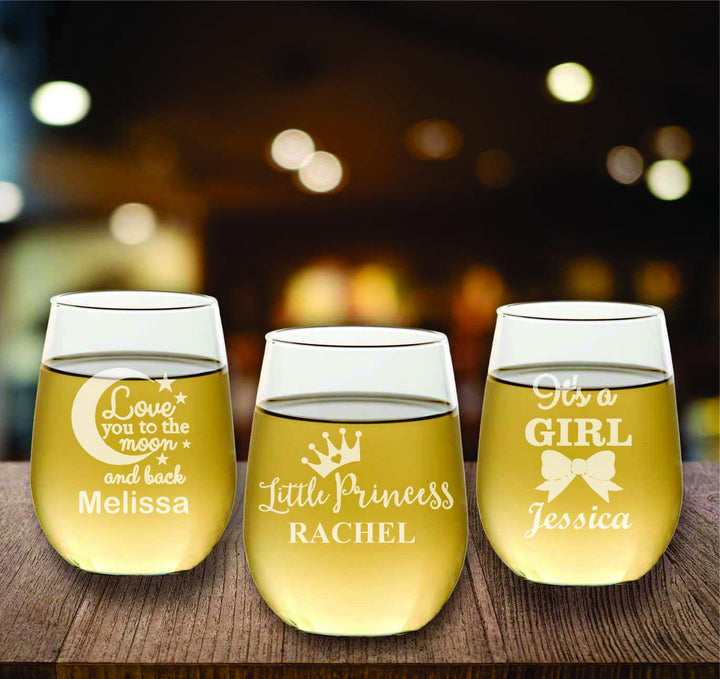 Little Princess Baby Shower Wine Glass Party Favors, Baby Sprinkle Party Favor, Personalized Favors, Fairytale , Baby Reveal, Guest Gifts