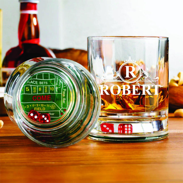Groomsmen Roulette Whiskey Glass Gift - Old Fashioned Bourbon Glass - Groomsmen Proposal - Craps Table Scotch - Vegas Theme Bachelor Party