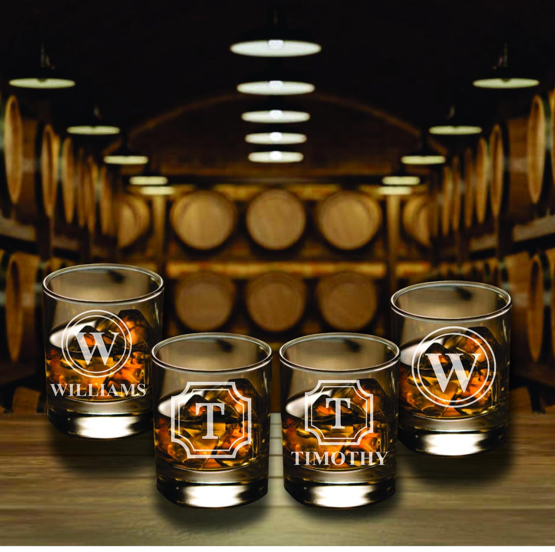 Set of 4 Personalized Gift for Men, Custom Whiskey Glasses, Gift for Dad, Bourbon Glass, Birthday, Gift for Dad, Father's Day, Husband Gift